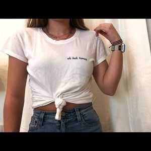 “Uh huh honey” White Brandy Melville graphic